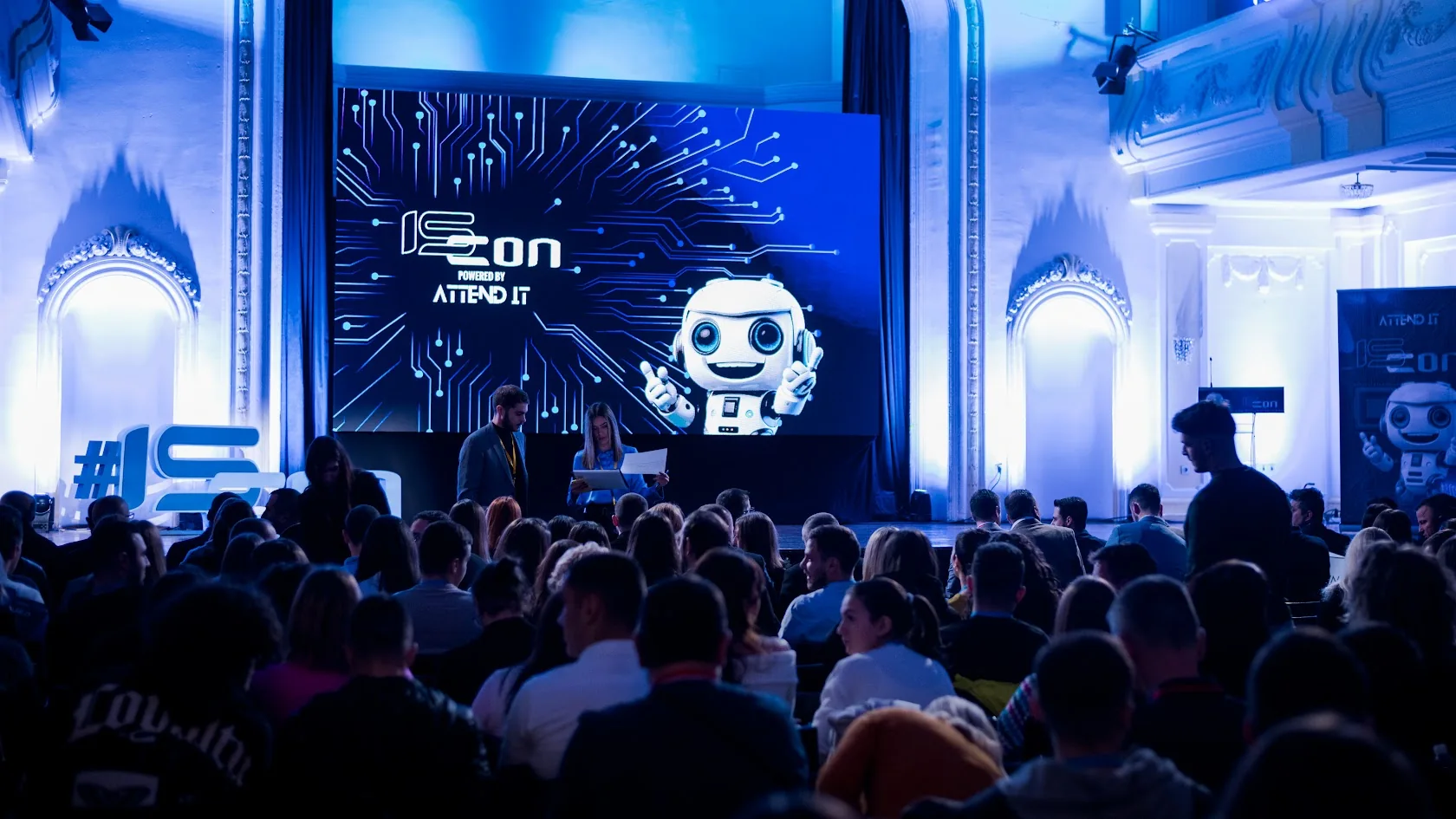 The ISCon stage and audience inside Banski dvor